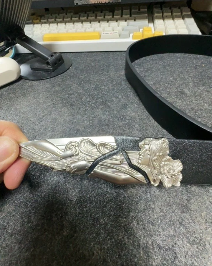 Silver-Embellished Black Eco-Leather Belt - Image 5