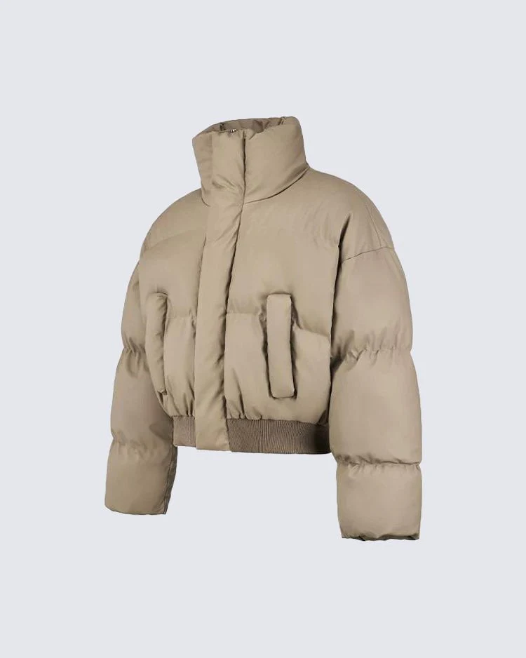 Simple High Neck Short Cotton Jacket - Image 2