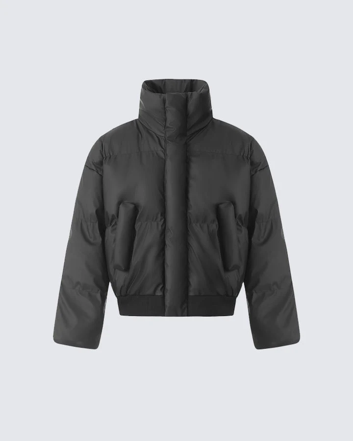 Simple High Neck Short Cotton Jacket - Image 8