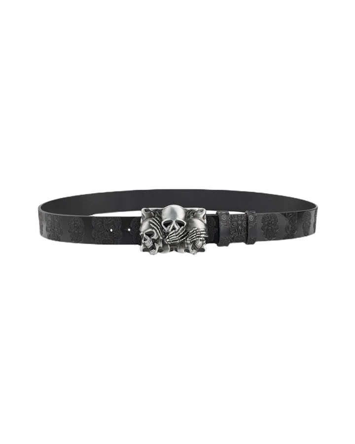 Skull Metal Buckle Leather Belt - Image 2