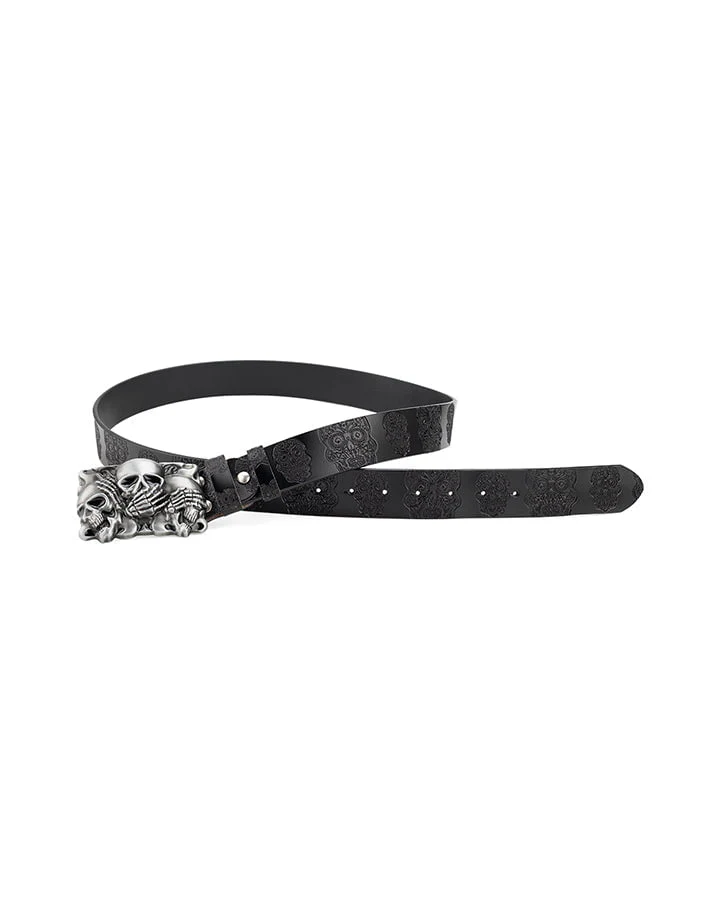 Skull Metal Buckle Leather Belt - Image 3
