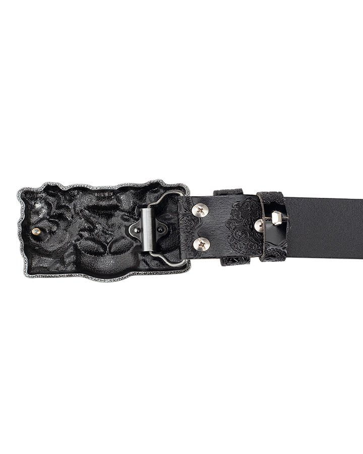 Skull Metal Buckle Leather Belt - Image 4