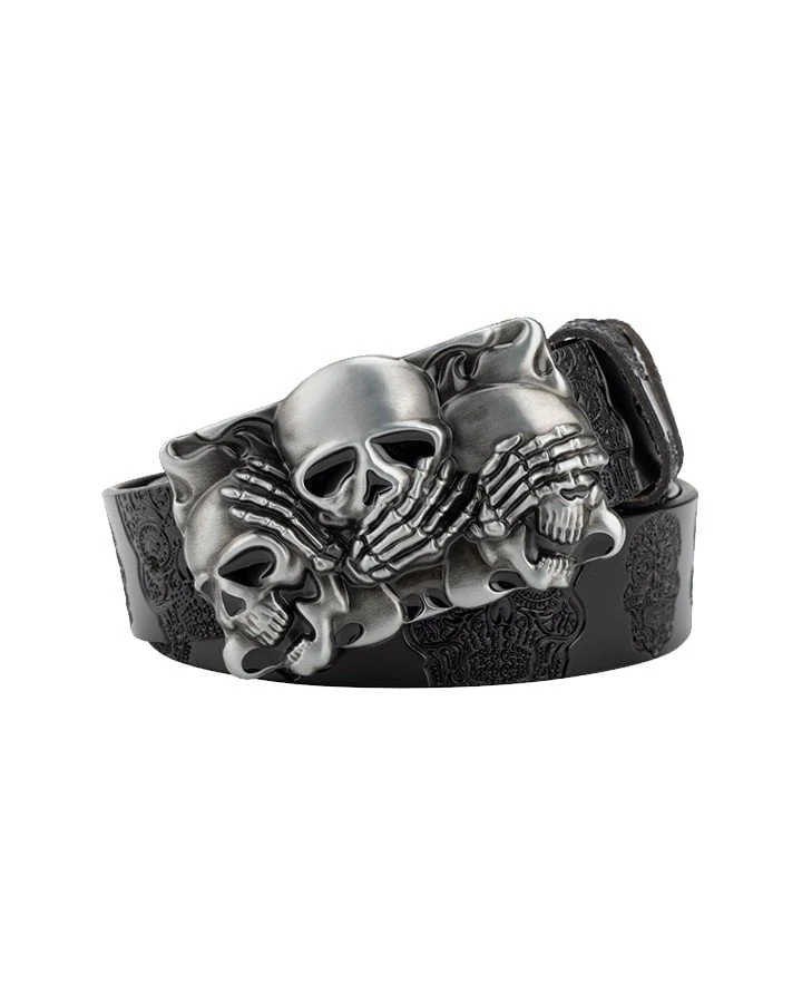 Skull Metal Buckle Leather Belt - Image 5