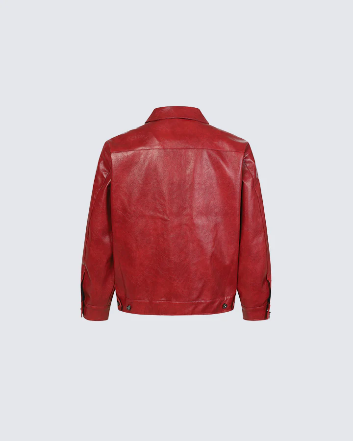 Faux Leather Jacket with Spiderweb Panels - Image 11