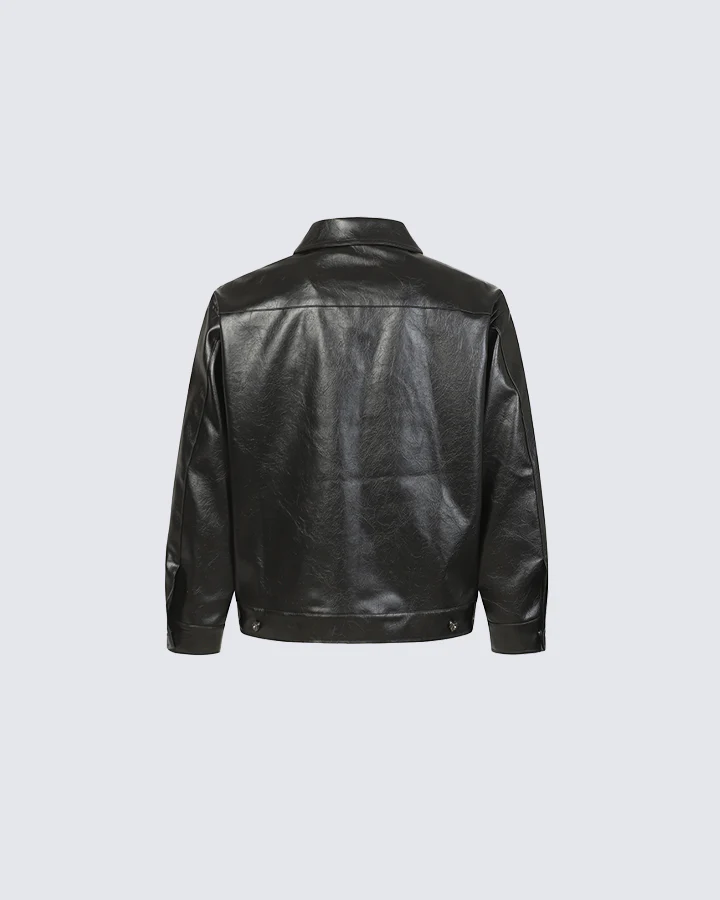 Faux Leather Jacket with Spiderweb Panels - Image 9