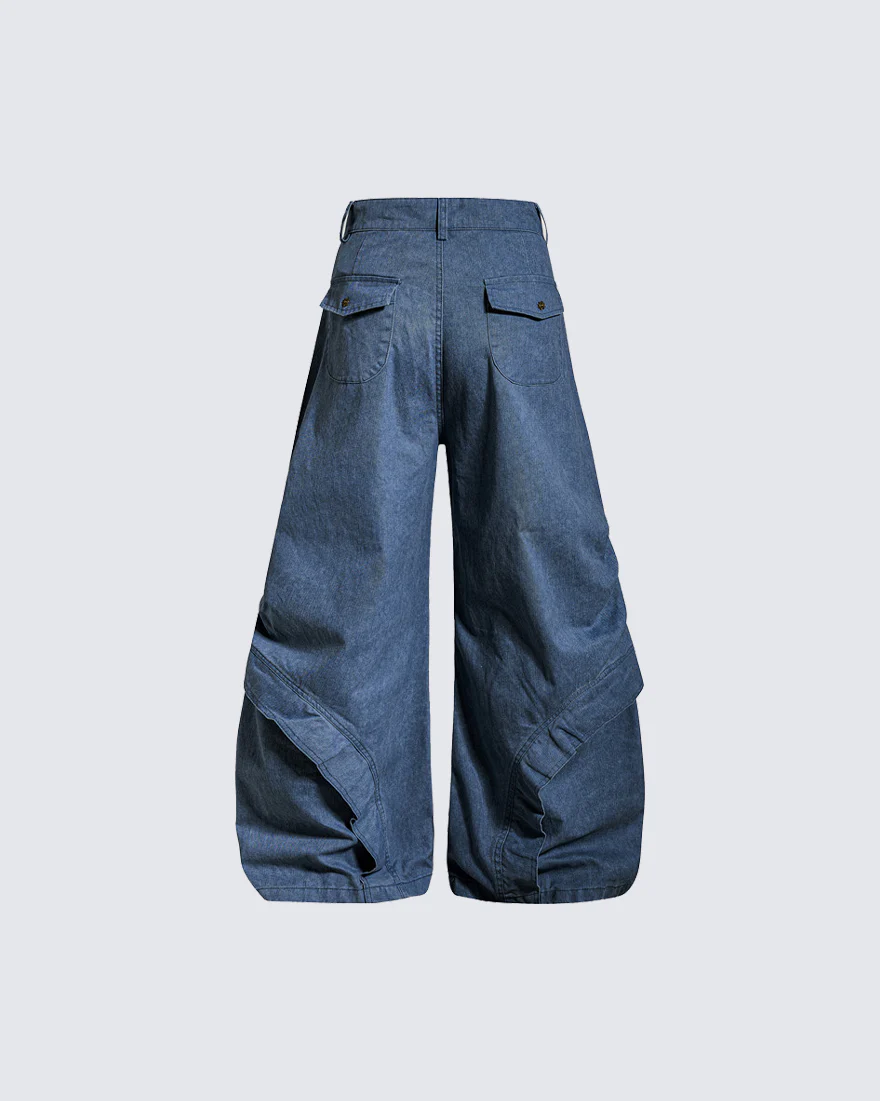 Spliced Metal-Detail Scimitar Denim Pants - Image 12