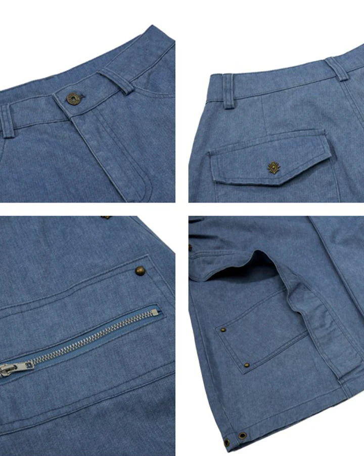 Spliced Metal-Detail Scimitar Denim Pants - Image 14