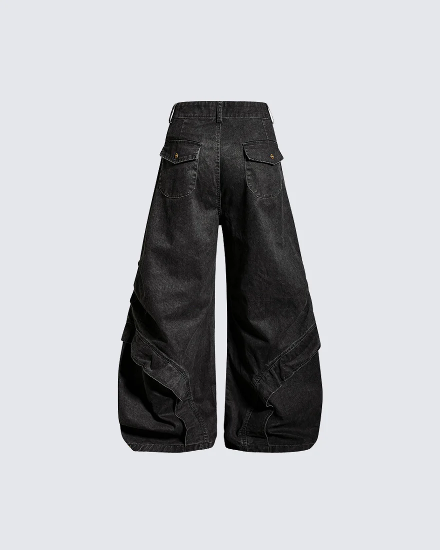 Spliced Metal-Detail Scimitar Denim Pants - Image 6