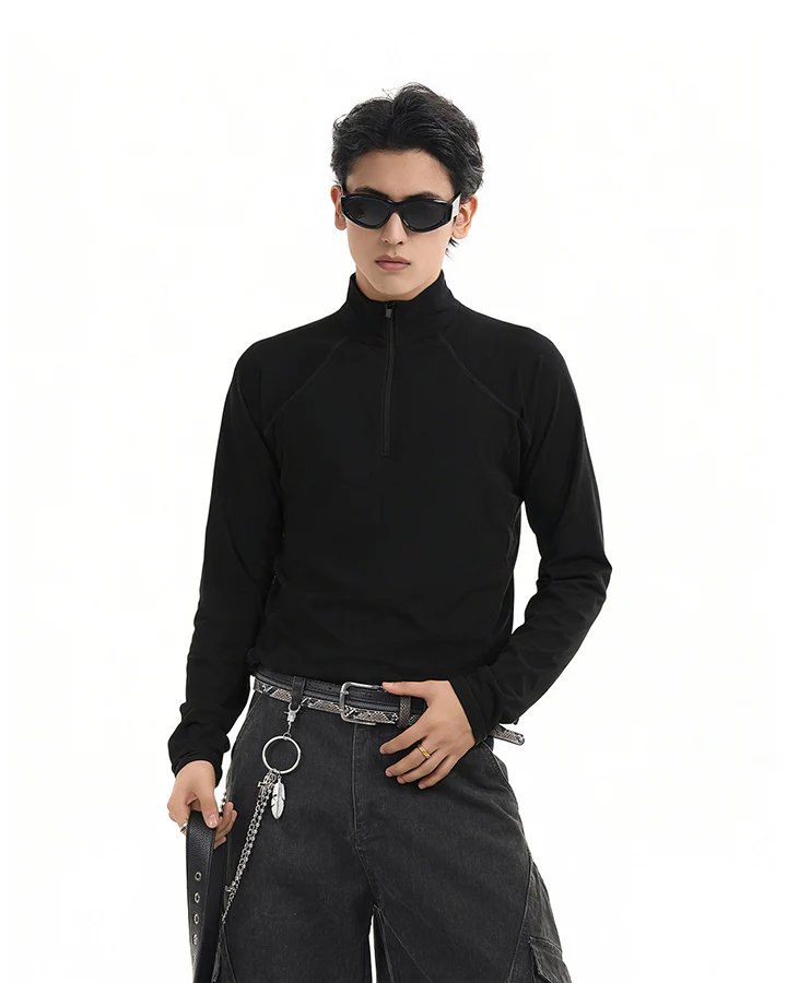 Sport Stand Collar Quick-Dry Long Sleeve T-Shirt - Image 2