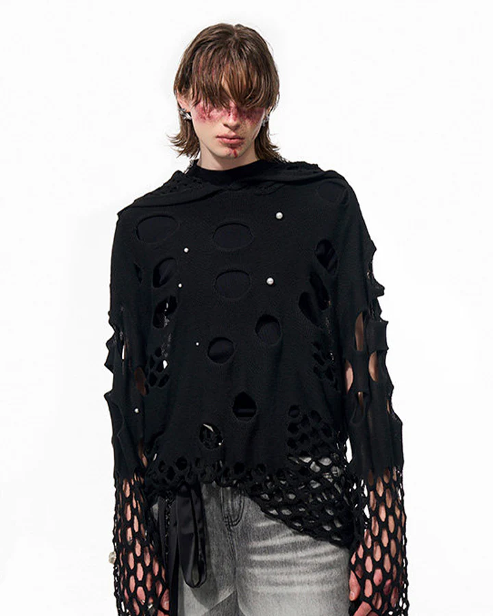 Spring Hollow Out Hoodie Knit Sweater - Image 9