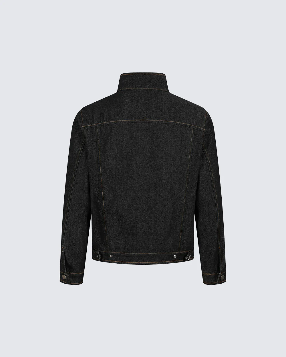 Stand Collar Buckle Denim Jacket - Image 5