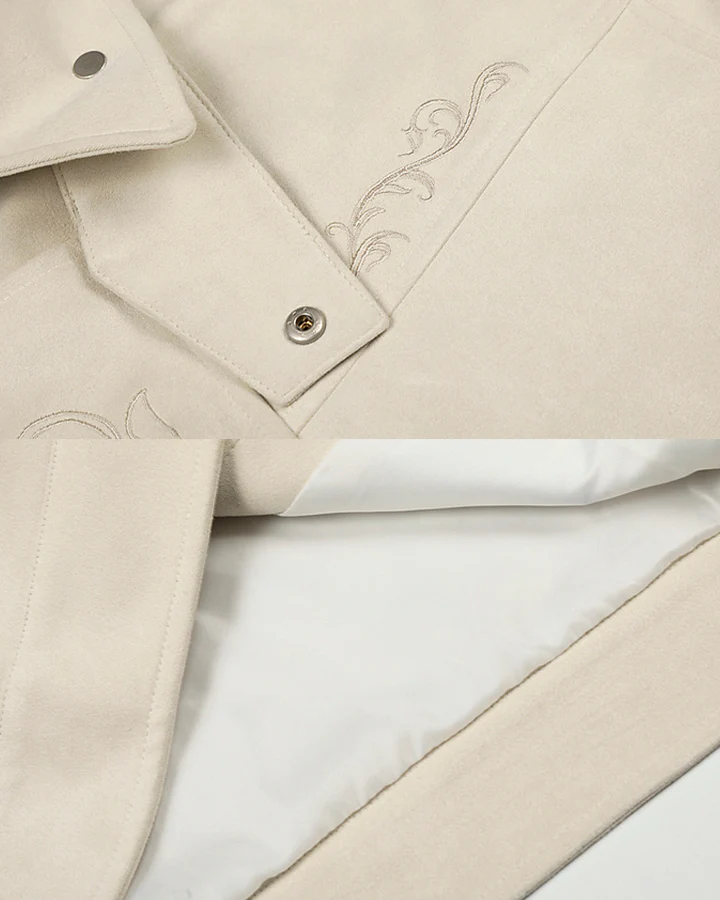 Stand Collar Buckle Embroidered Jacket - Image 11