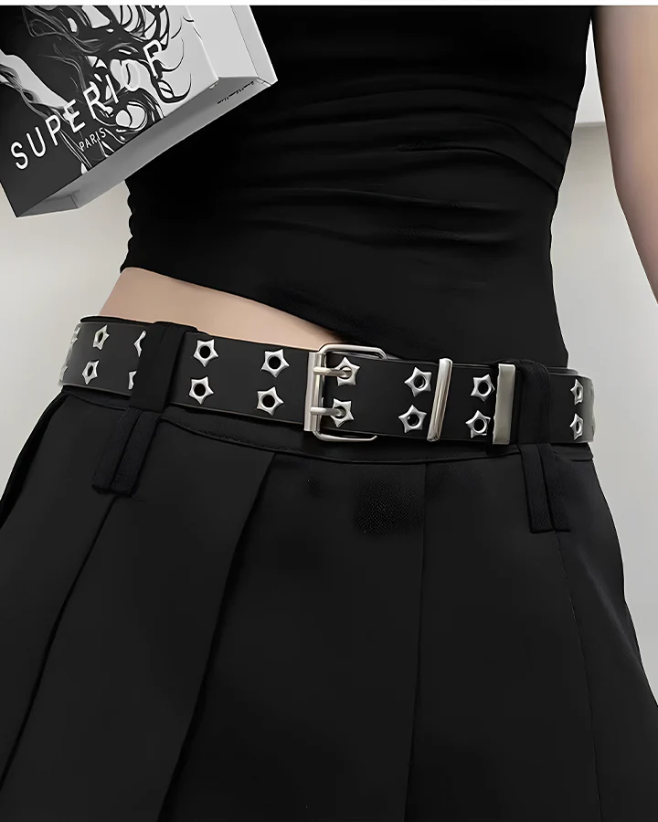 Star Cutout Double-Prong Buckle Belt - Image 2