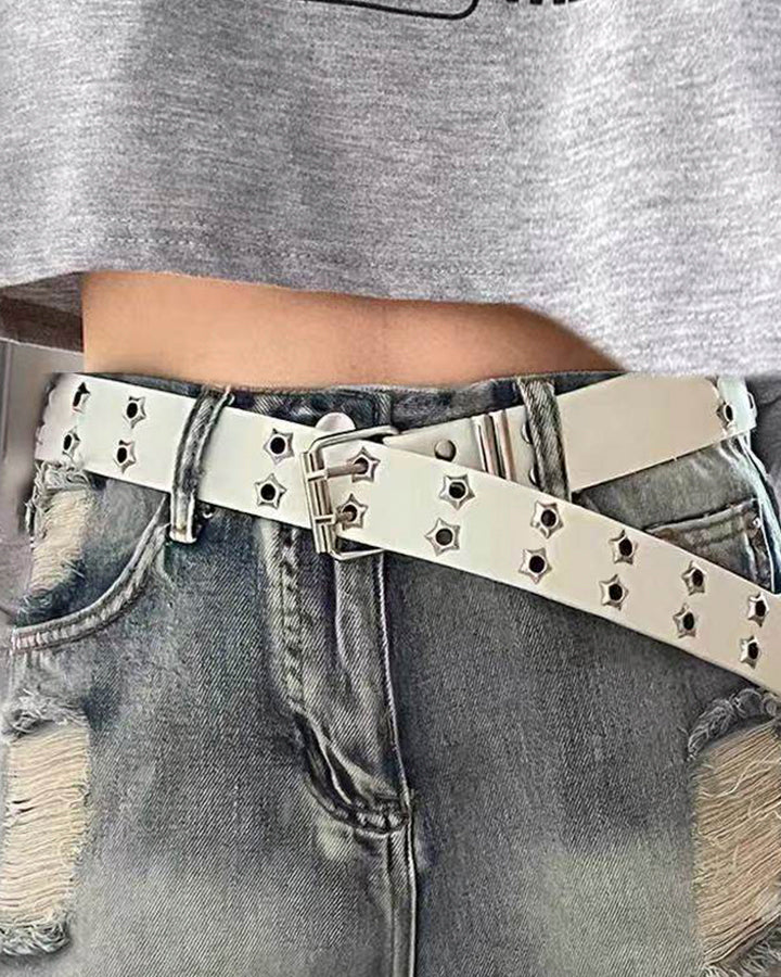 Star Cutout Double-Prong Buckle Belt - Image 3