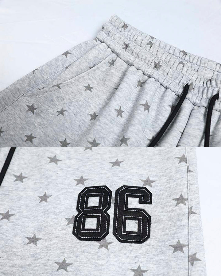 Star Print Embroidered Wide Leg Sweatpants - Image 13