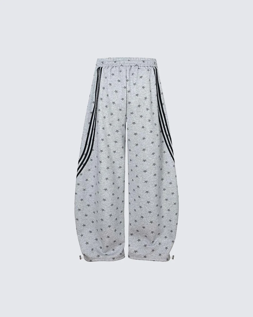 Star Print Embroidered Wide Leg Sweatpants - Image 8