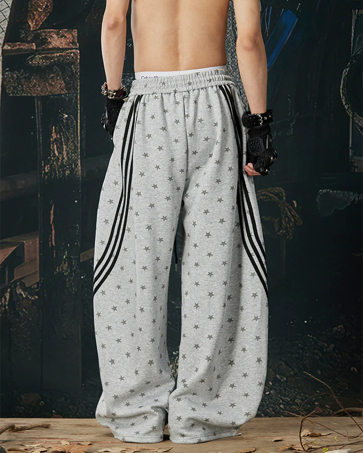 Star Print Embroidered Wide Leg Sweatpants - Image 9