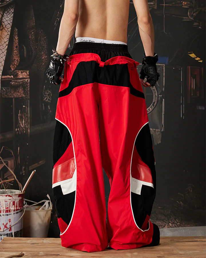 Street Colorblock Panel Loose Fit Wide Leg Pants - Image 4