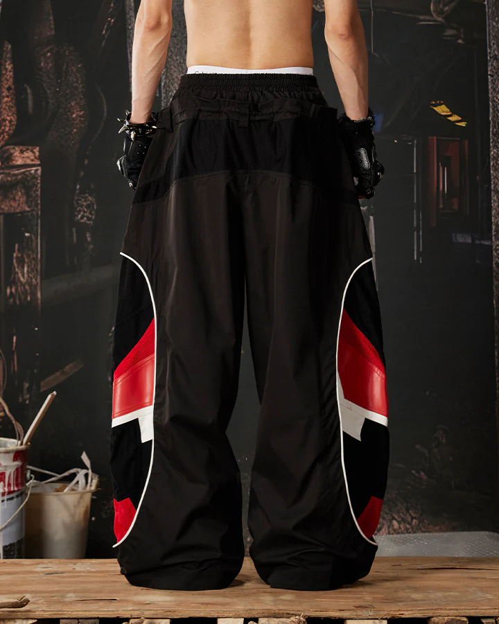 Street Colorblock Panel Loose Fit Wide Leg Pants - Image 5
