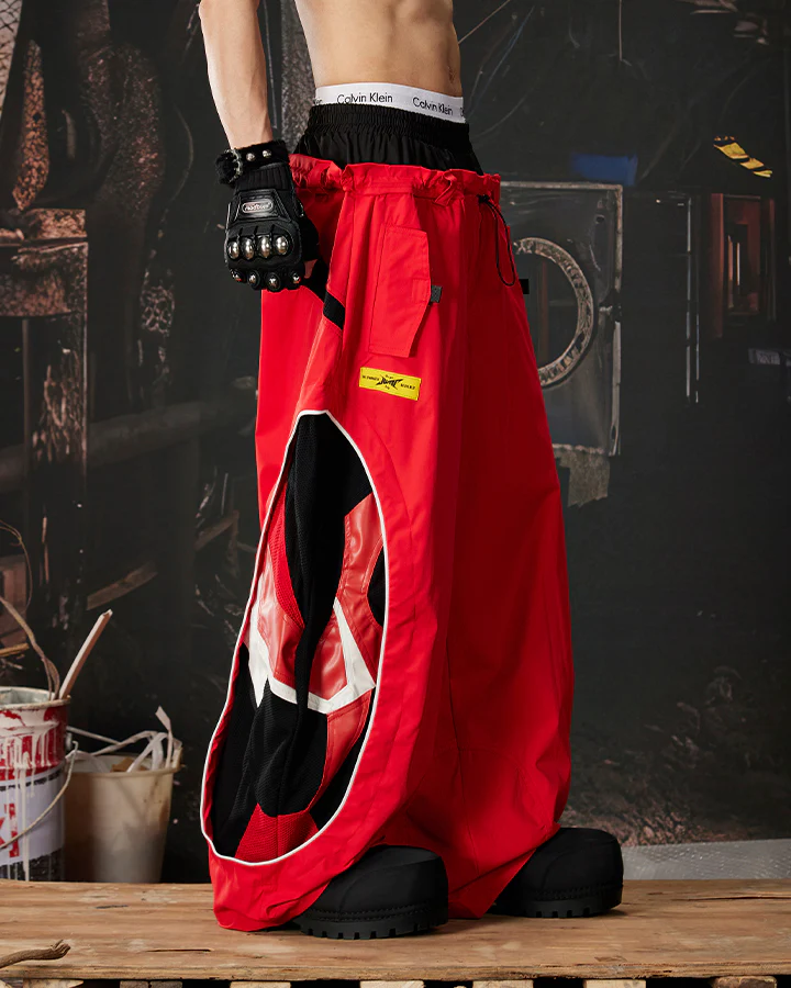 Street Colorblock Panel Loose Fit Wide Leg Pants - Image 6