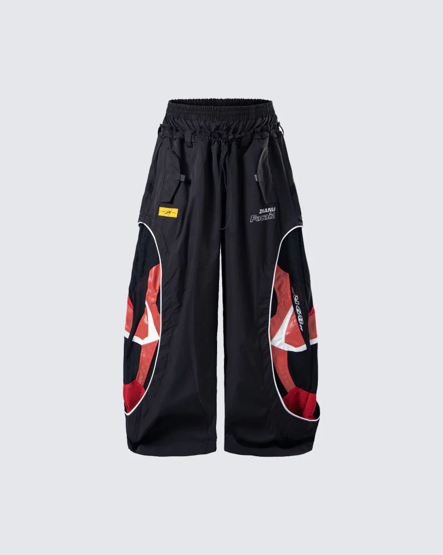Street Colorblock Panel Loose Fit Wide Leg Pants - Image 8