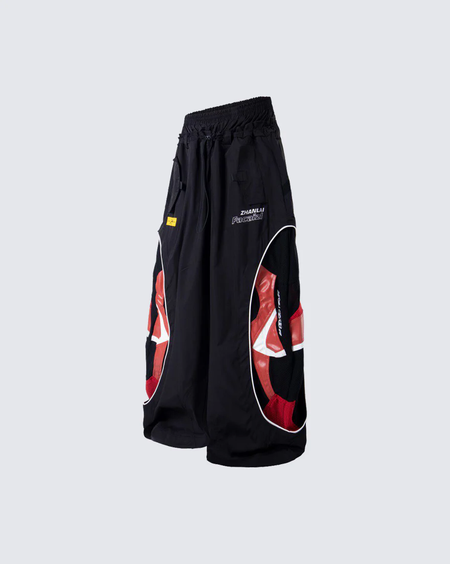 Street Colorblock Panel Loose Fit Wide Leg Pants - Image 9