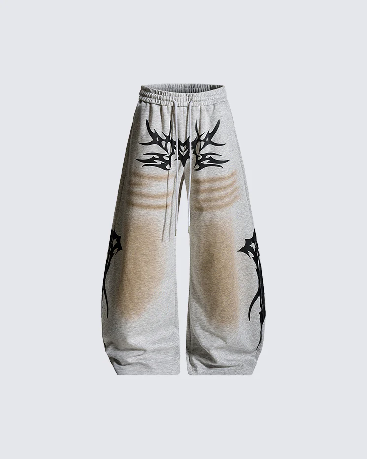 Street Flame Print Wide-Leg Sweatpants - Image 2