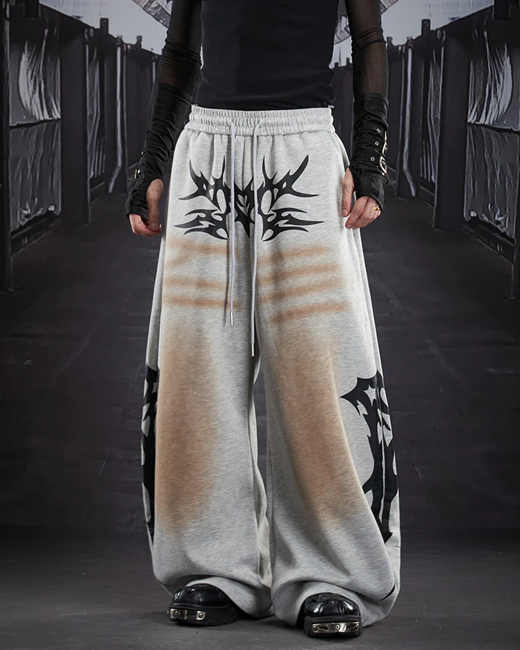 Street Flame Print Wide-Leg Sweatpants - Image 3