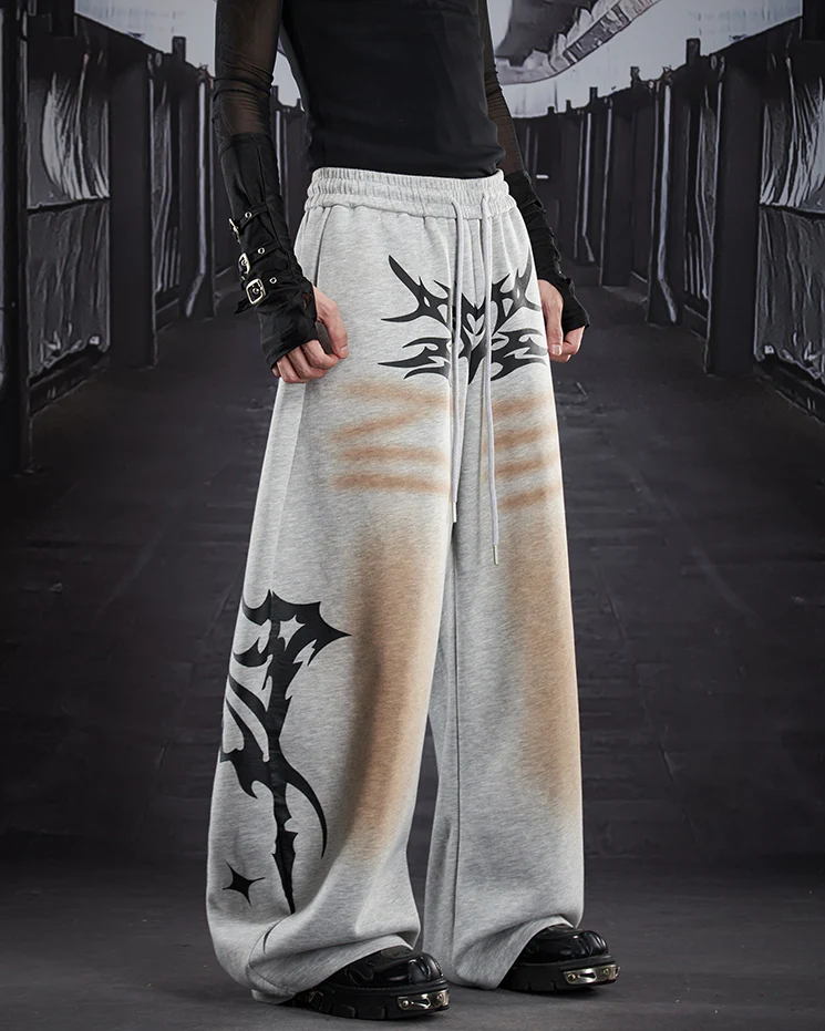 Street Flame Print Wide-Leg Sweatpants - Image 4
