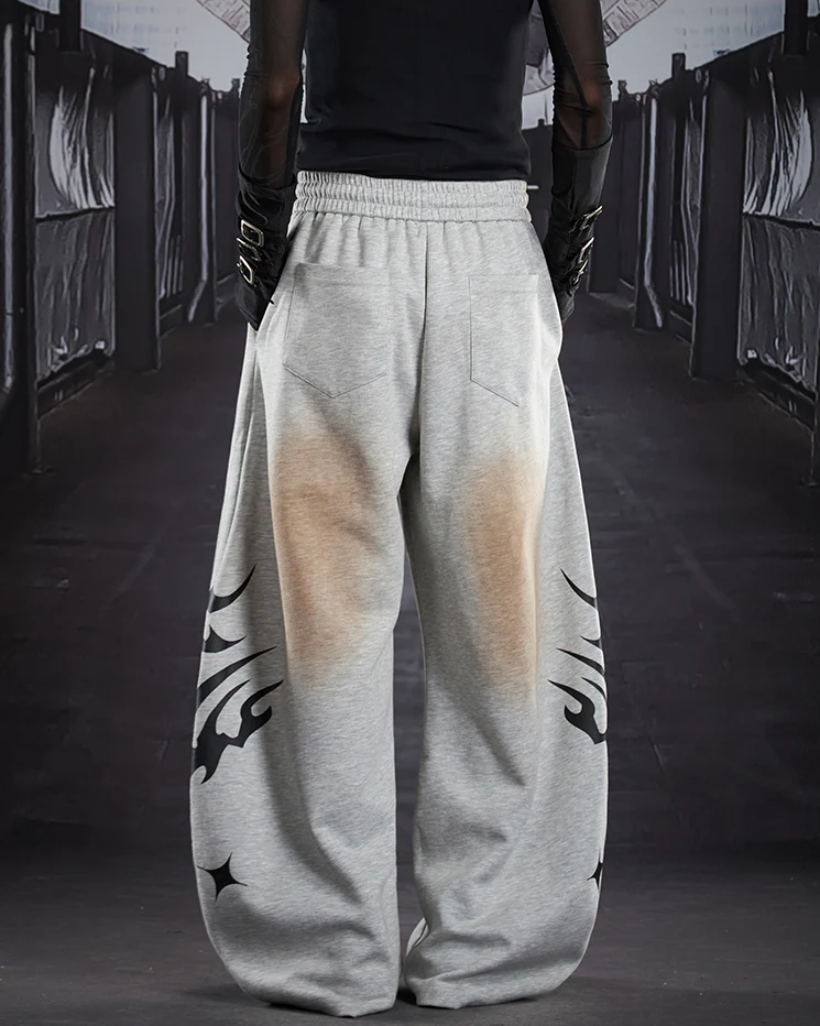 Street Flame Print Wide-Leg Sweatpants - Image 5