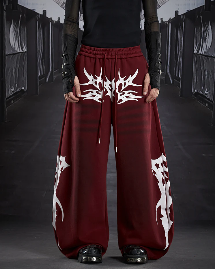 Street Flame Print Wide-Leg Sweatpants - Image 6