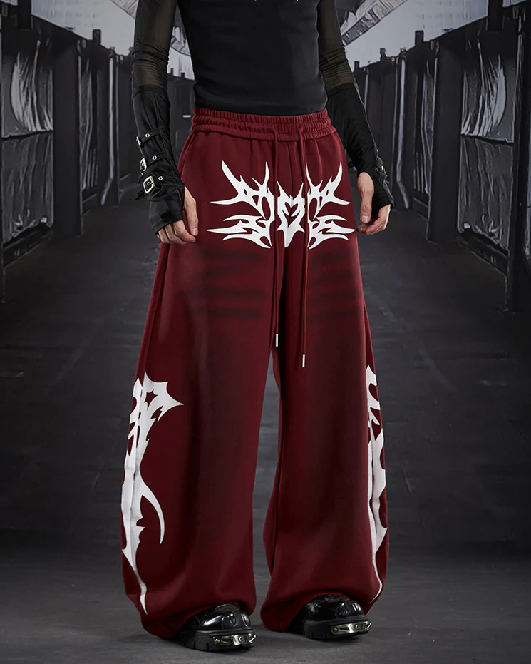 Street Flame Print Wide-Leg Sweatpants - Image 7