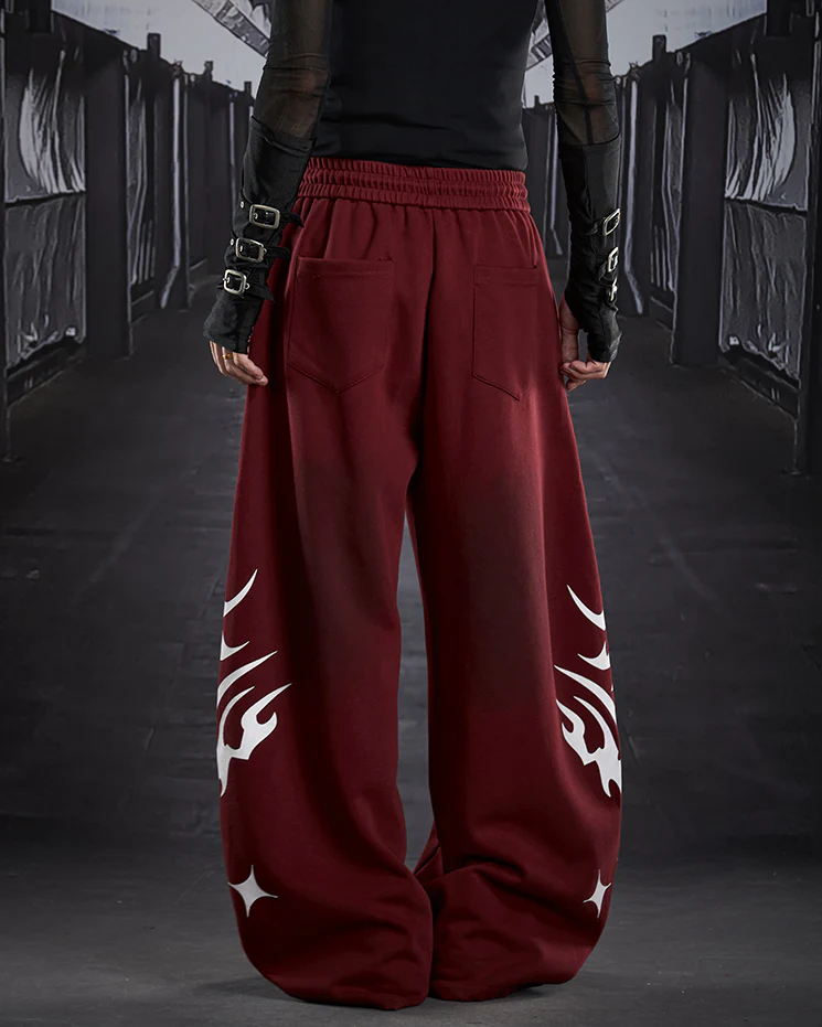 Street Flame Print Wide-Leg Sweatpants - Image 8