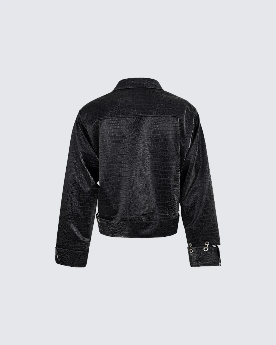 Street Style Short Leather Outerwear - Image 4