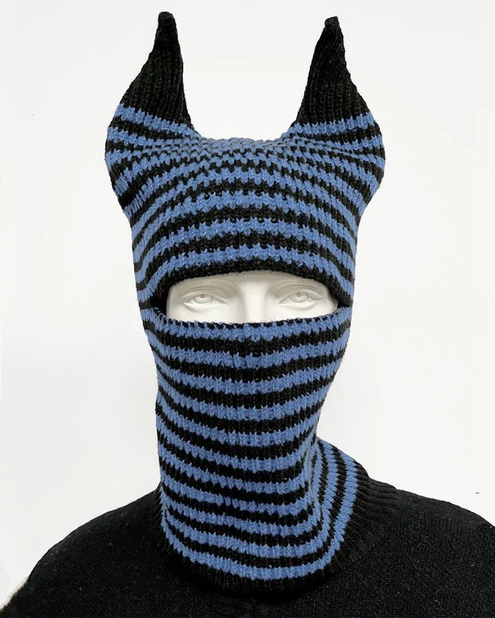 Striped Horn Knit Balaclava Hat - Image 2