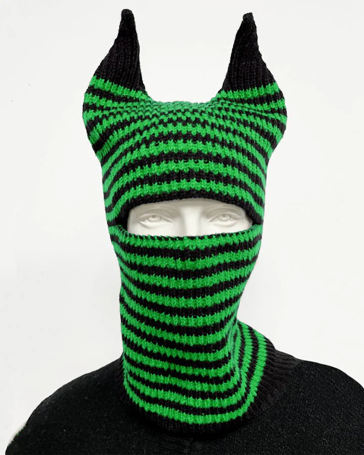 Striped Horn Knit Balaclava Hat - Image 3