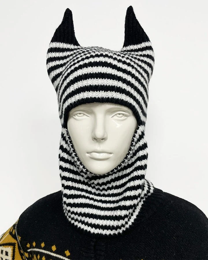 Striped Horn Knit Balaclava Hat - Image 4