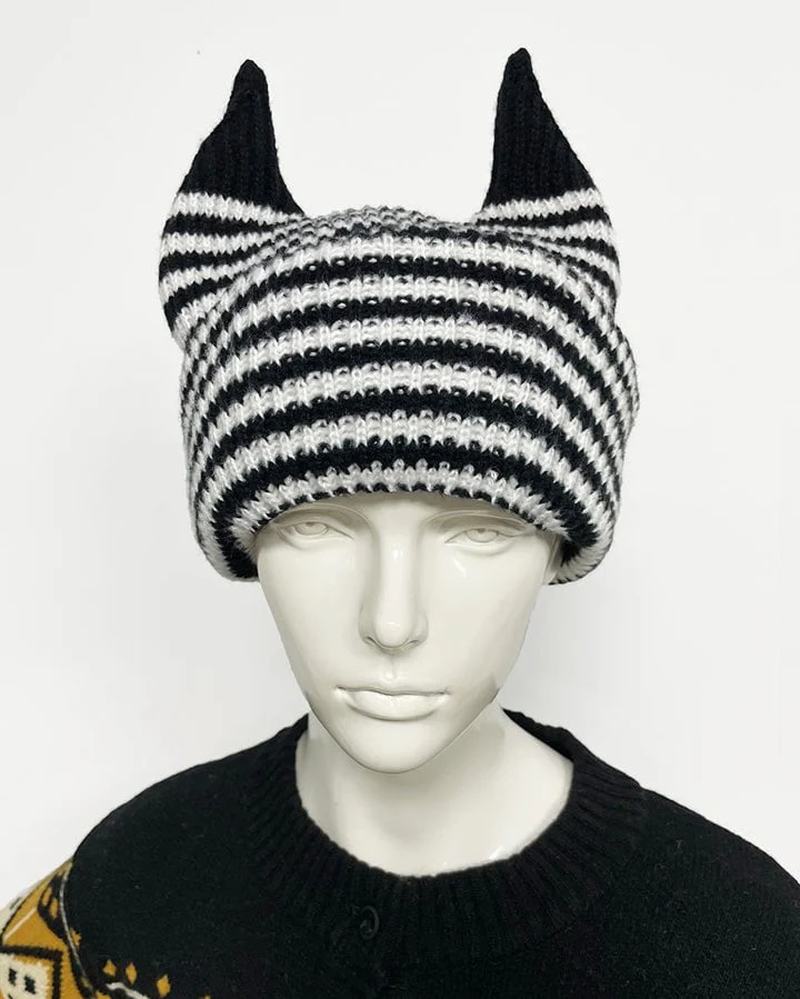 Striped Horn Knit Balaclava Hat - Image 5
