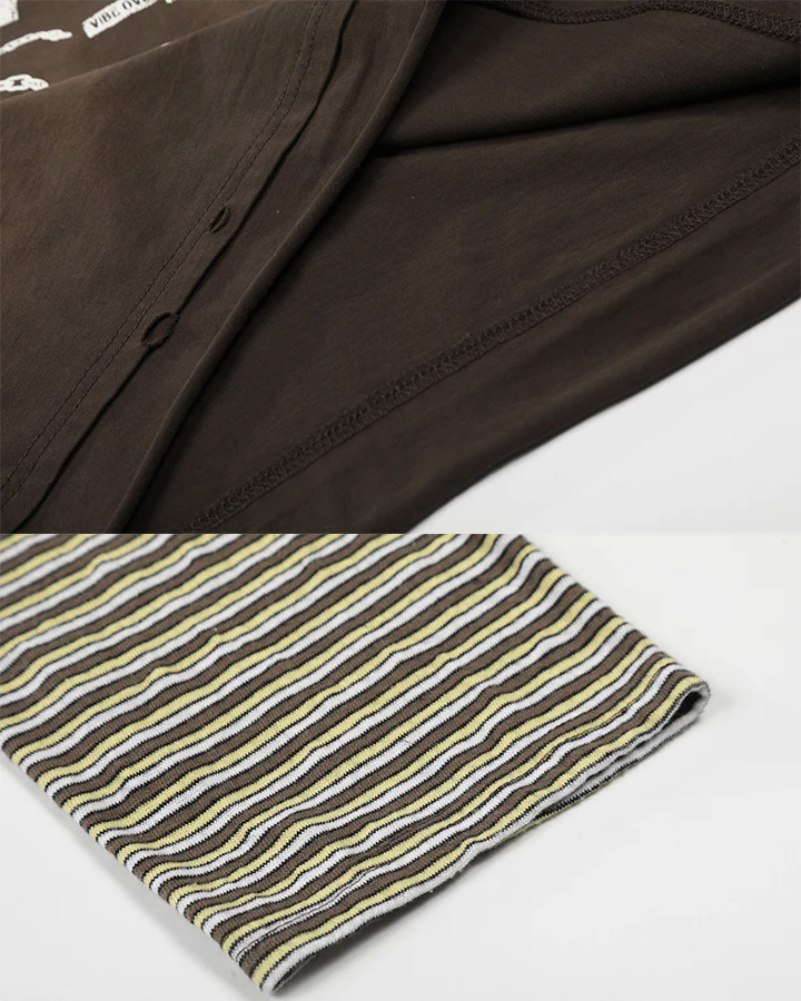 Striped Long Sleeve Fake Two-Piece T-Shirt - Image 9