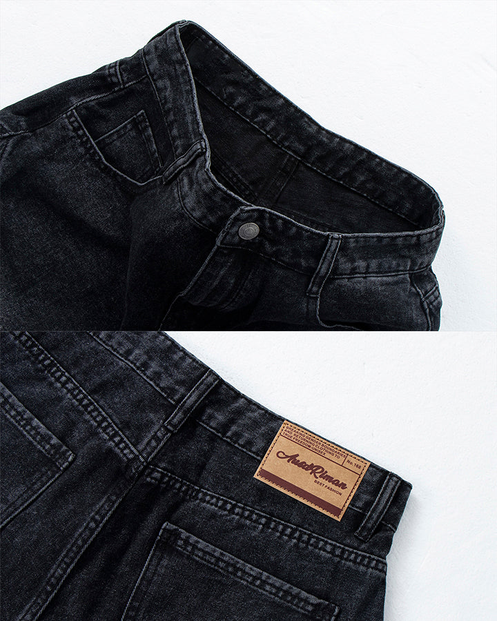 Striped Panel Washed Denim Pants - Image 5