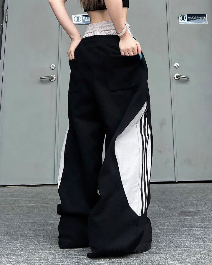 Striped Panel Wide Leg Sweatpants - Image 10
