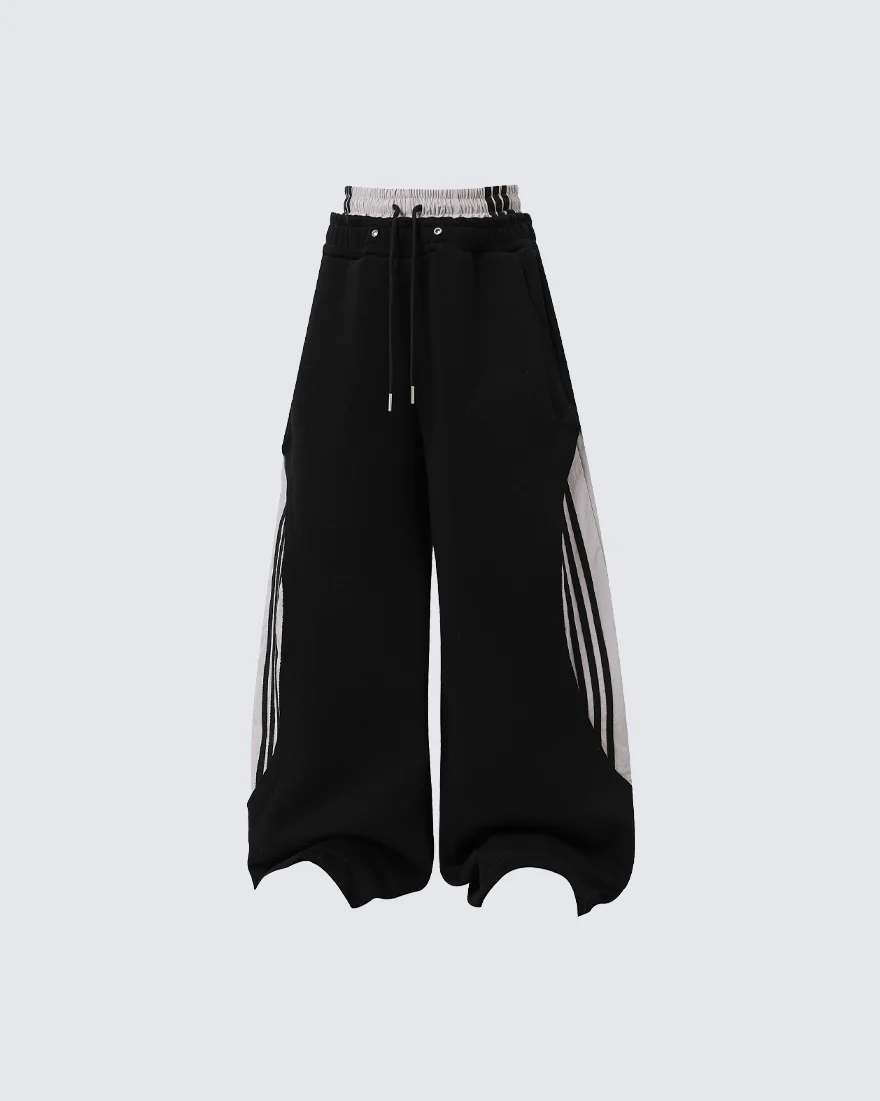 Striped Panel Wide Leg Sweatpants - Image 5
