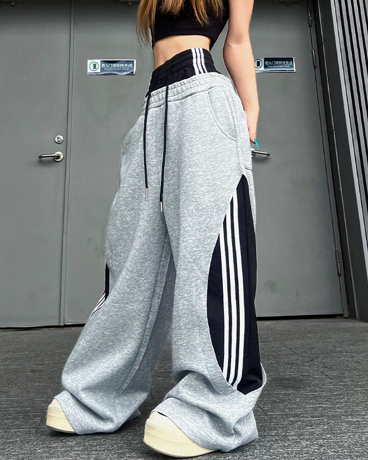 Striped Panel Wide Leg Sweatpants - Image 6