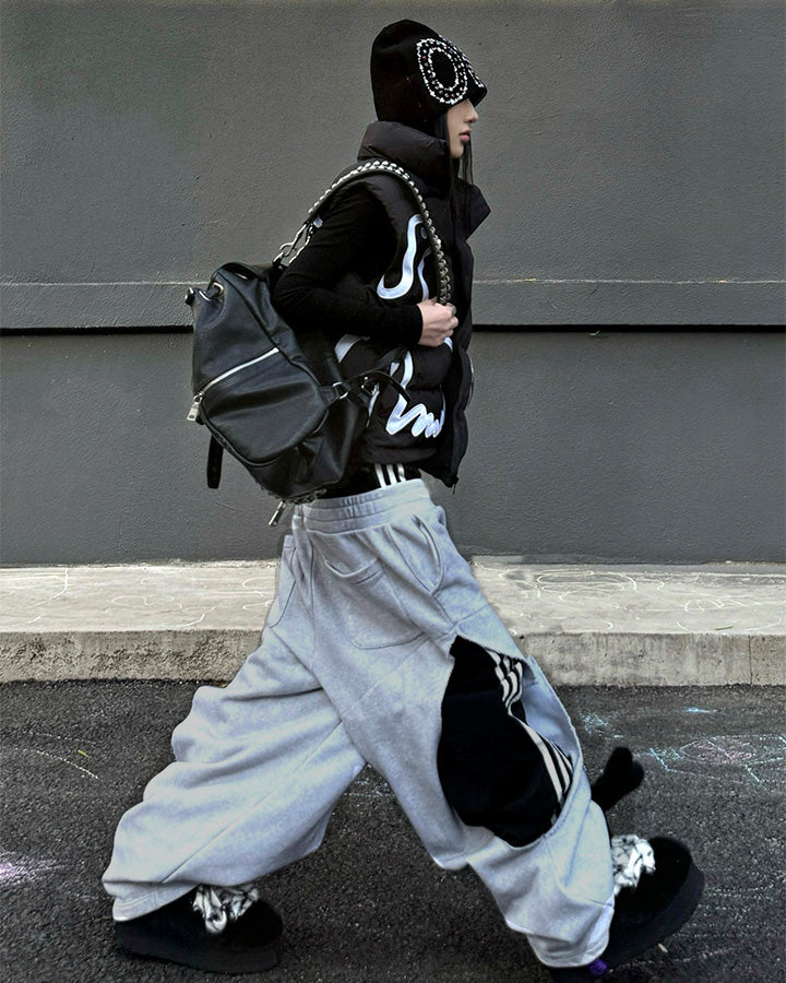 Striped Panel Wide Leg Sweatpants - Image 7