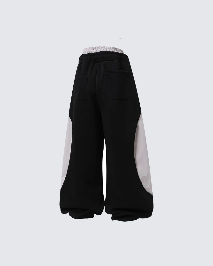 Striped Panel Wide Leg Sweatpants - Image 9