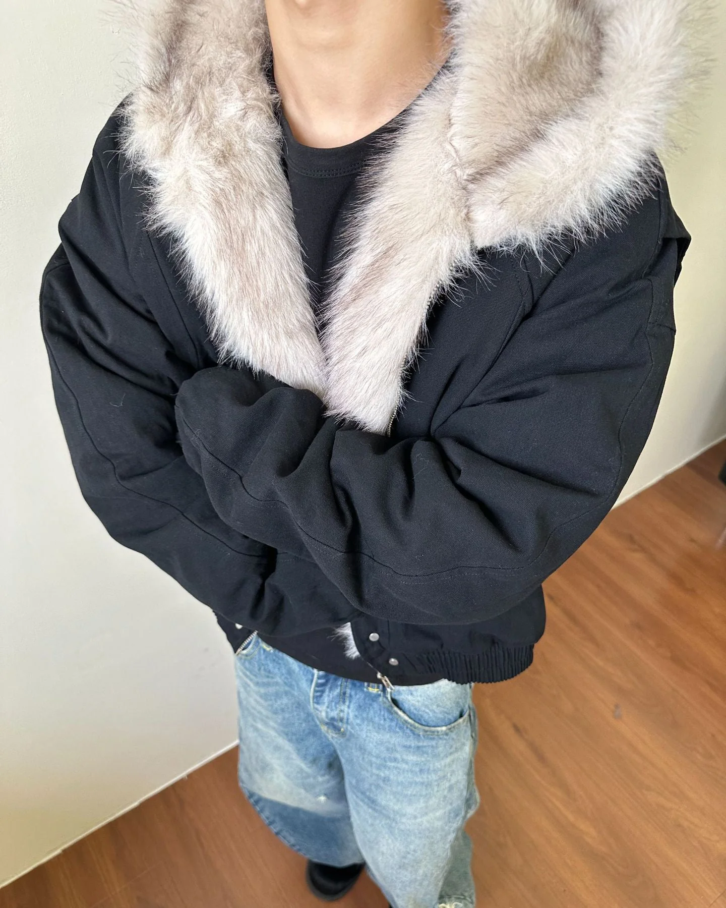 Structured Faux Fur Collar Padded Hooded Jacket - Image 2