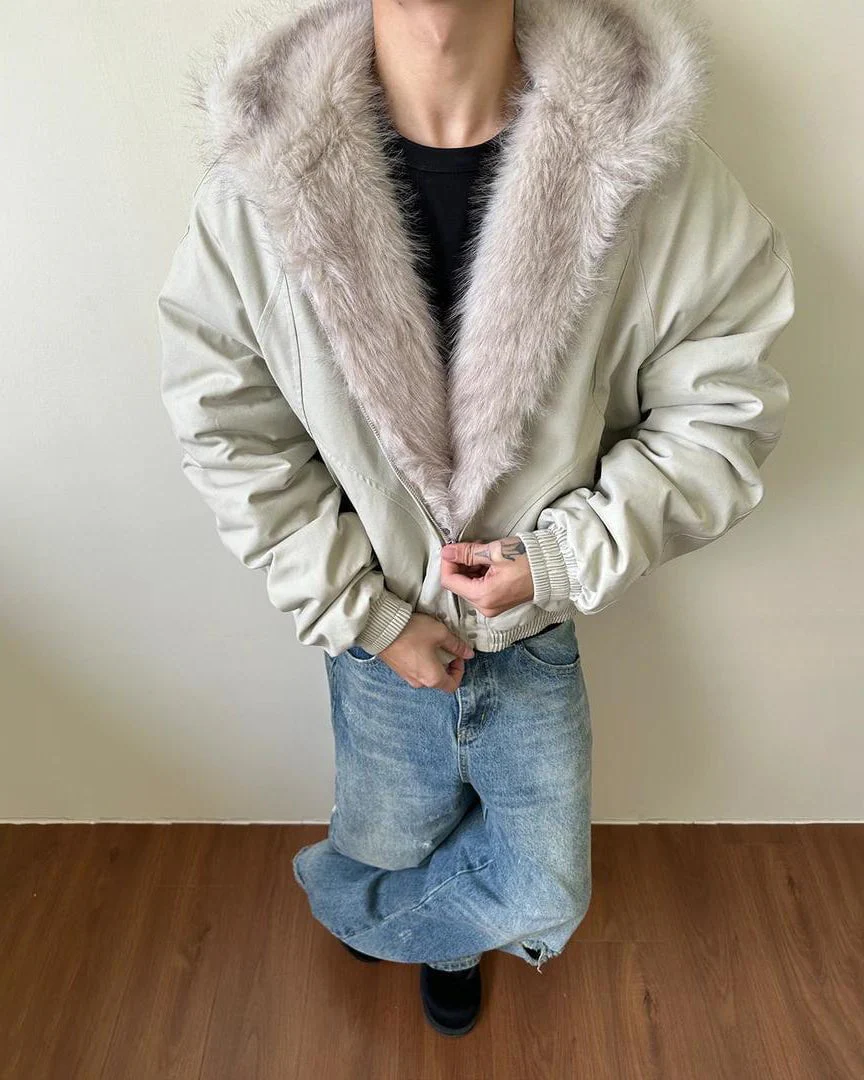Structured Faux Fur Collar Padded Hooded Jacket - Image 3