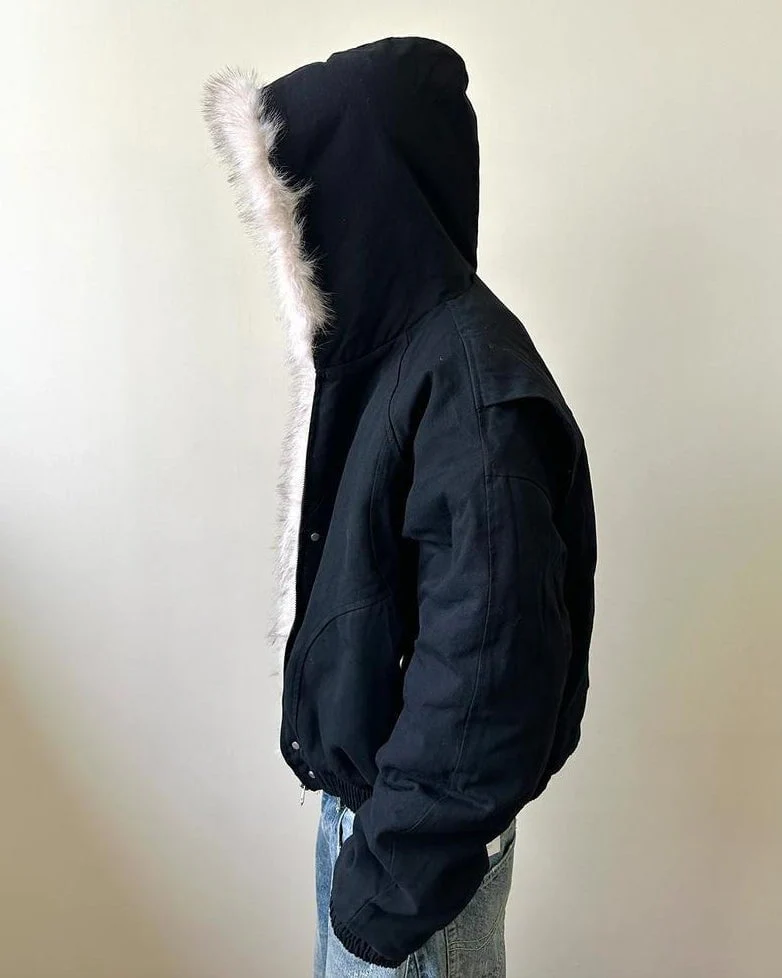 Structured Faux Fur Collar Padded Hooded Jacket - Image 7