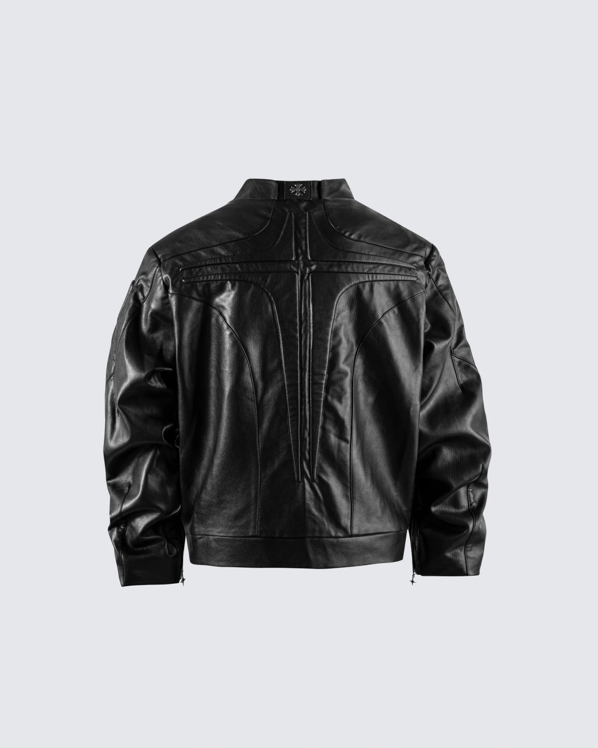 Structured Panel Faux Leather Jacket - Image 2