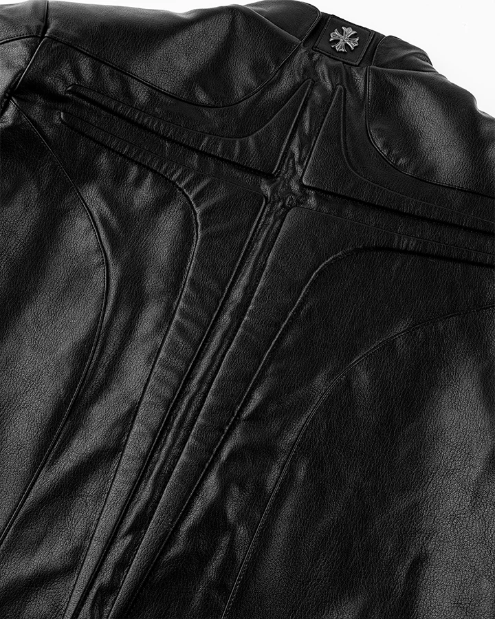 Structured Panel Faux Leather Jacket - Image 3